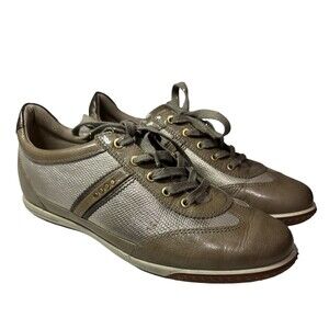 ECCO Hydro Max Beige Leather Spike Less Golf Shoes Women's Size 39/8-8.5 US M